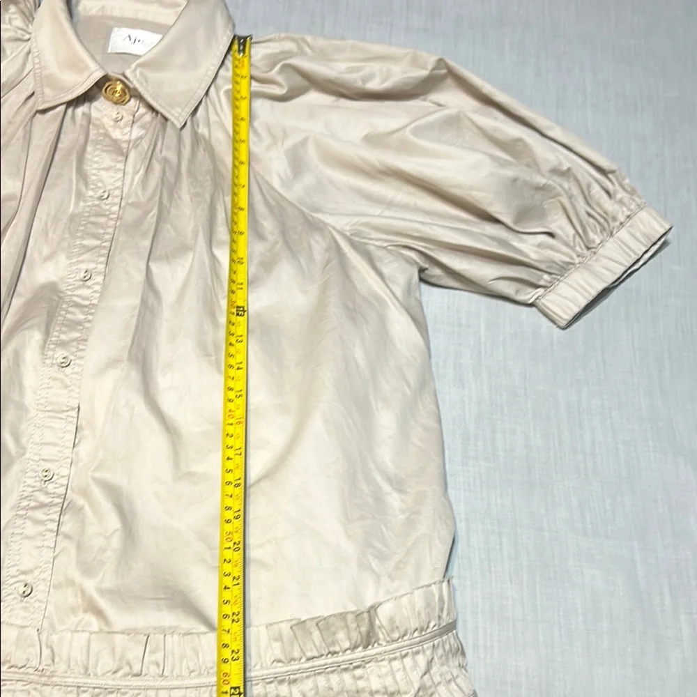 NWOT. Aje Novella Mini Smock Dress. Stylish Beige Dress with Ruffle Hem - Picture 12 of 13